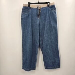 J.Jill Pants Womens Medium Wash Denim Drawstring Elastic Waist Straight Leg